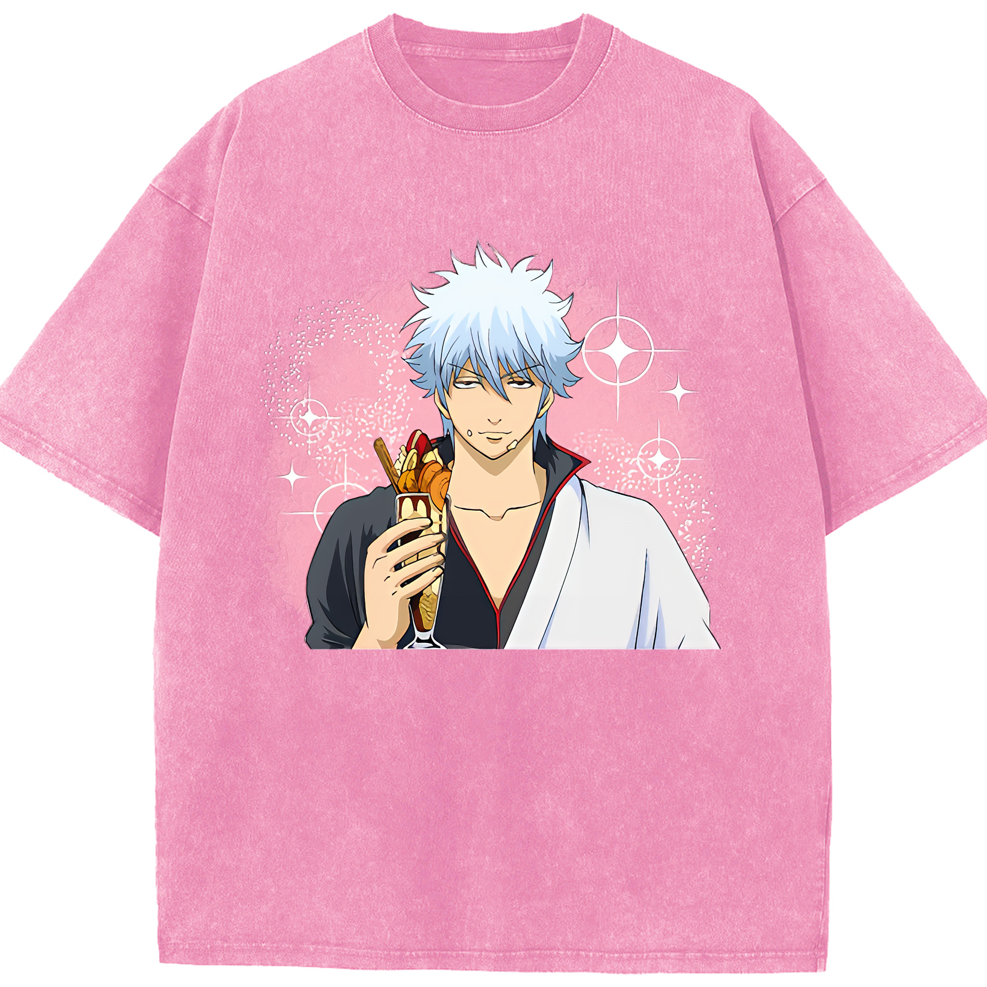 （画像用） ぎんたま 坂田銀時（さかたぎんとき） 神楽 志村新八（しむら しんぱち） GINTAMA Sakata Gintoki Kagura Shimura Shinpachi 綿100% ヴィンテージ風 半袖Tシャツ（フロントプリント）